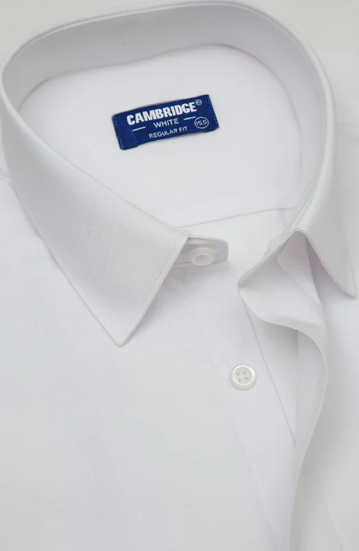 White Plain Formal Shirt-- Ribbed T-Shirt High Neck Heavyweight