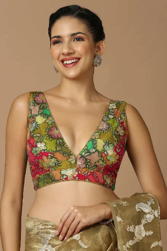 Multi-Color Silk Sleeveless Padded Blouse Feminine Tie Blouse