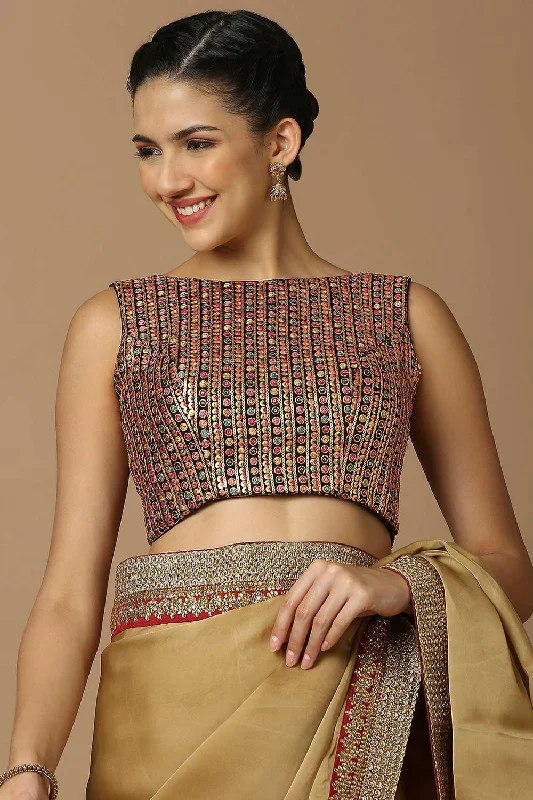 Multi-Color Polyester Sleeveless Padded Blouse Chic Square Blouse