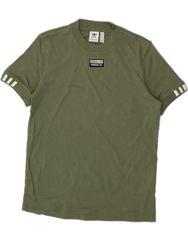 ADIDAS Womens T-Shirt Top UK 16 Large Green Cotton -- Basic T-Shirt Crew Neck Short Sleeve