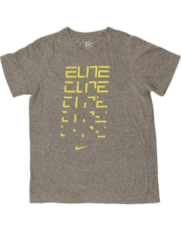 NIKE Womens Athletic Cut Graphic T-Shirt Top UK 18 XL Grey Cotton-- Elasticated Padded Insulated