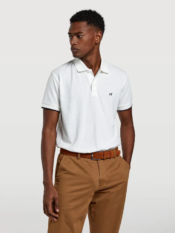 89 edition slim fit piqué polo shirt with wrinkled placket-- Embroidered Appliqued Beaded