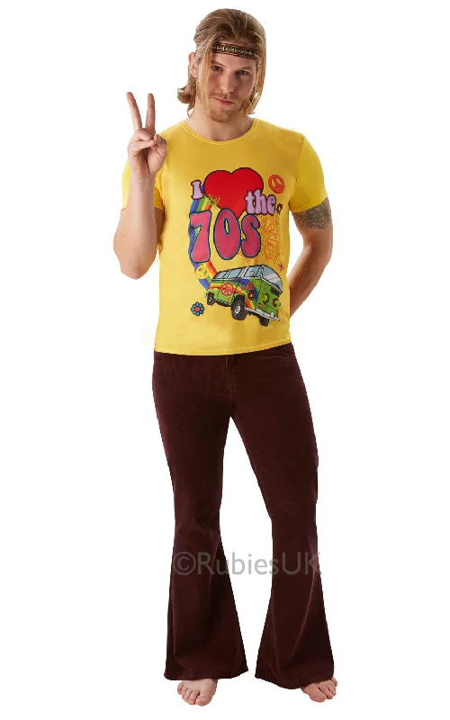 I Love The 70s T-Shirt Costume-- Mesh Canvas Denim