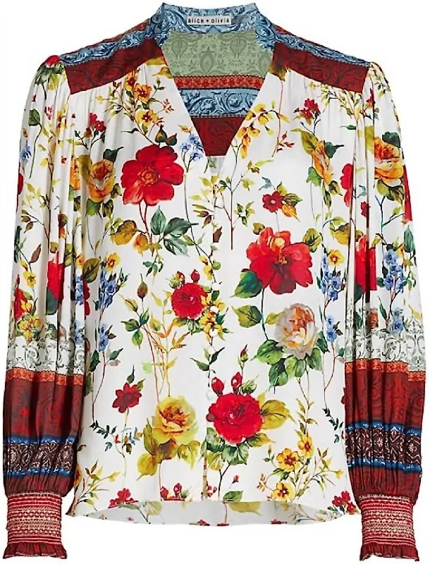 Serena Blouse In Multi Lightweight Tunic Blouse