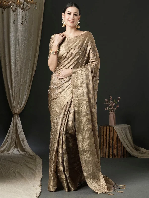 Saree Mall Women's Satin  Beige Woven Design Designer Saree With Blouse Piece-AQRIUS05C Soft Knit Blouse