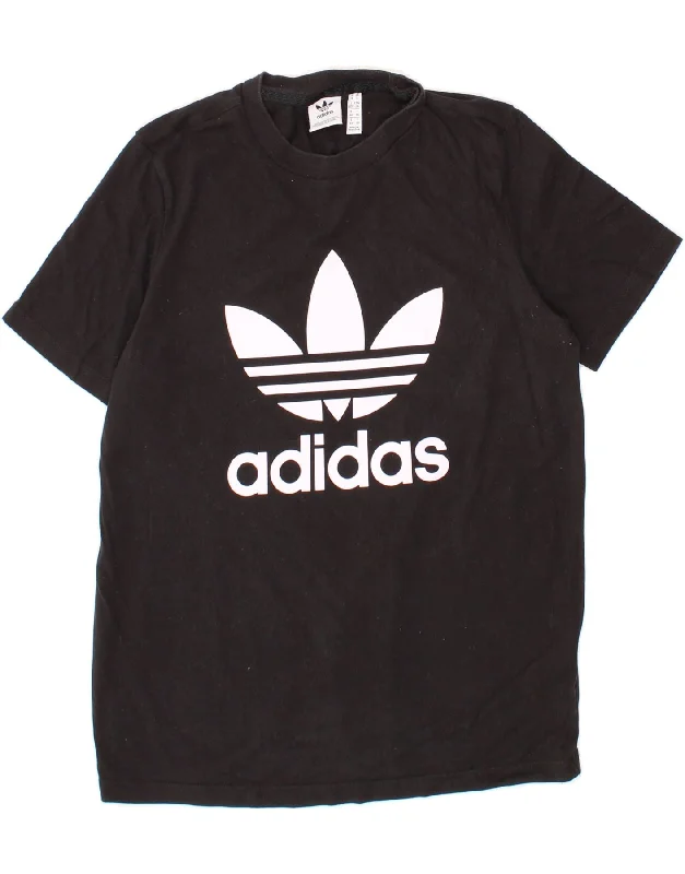 ADIDAS Womens Graphic T-Shirt Top UK 18 XL  Black Cotton-- Faux Fur Fabric Real Fur Fabric Shearling Fabric