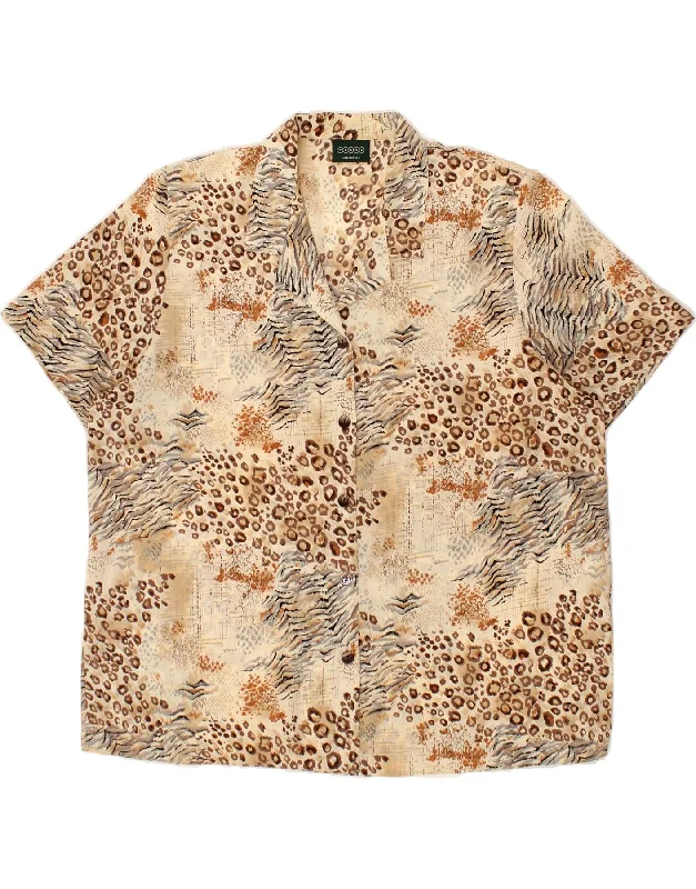 CANDA Womens Oversized Short Sleeve Shirt IT 48 XL Beige Animal Print-- Layered Multi-layer Single Layer