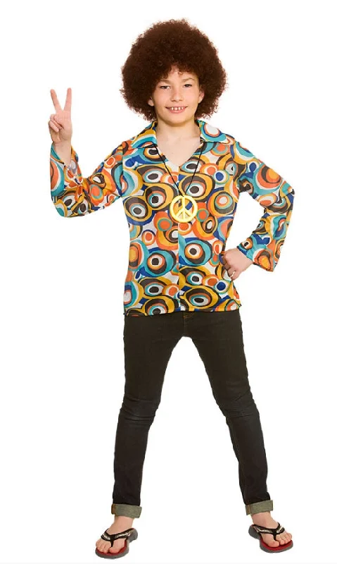 Retro Hippie Shirt Kids 60s Costume Accessory-- Welt Pockets Slit Pockets Flap Pockets