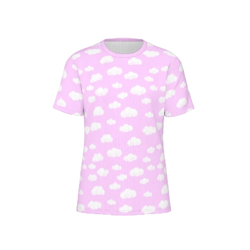 Dreamy Clouds Unisex Cotton T-Shirt (Taffy Pink)-- Jersey Fabric Tulle Fabric Batik Fabric