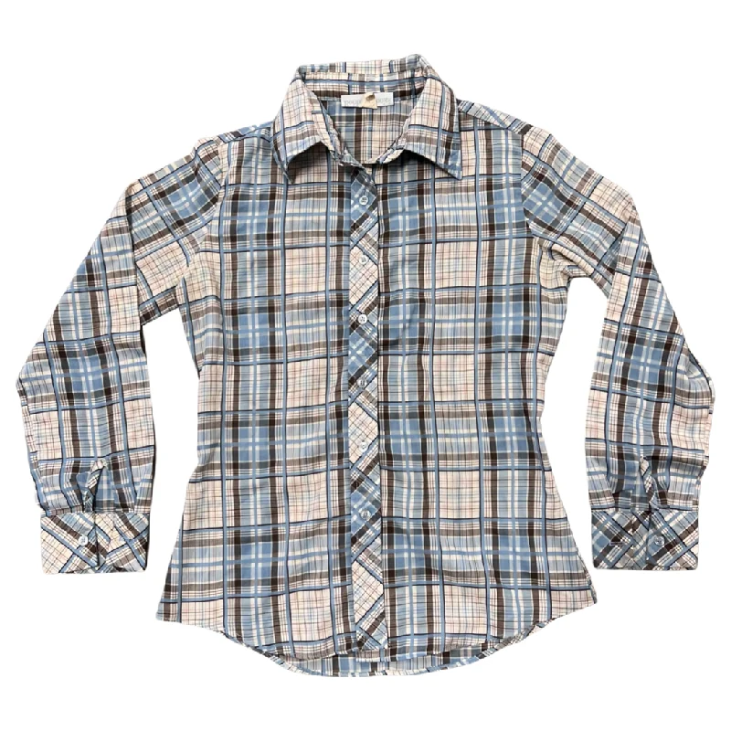 Vintage 70'S Plaid Button Down Shirt (S)-- Anti-Shrink Durable Soft