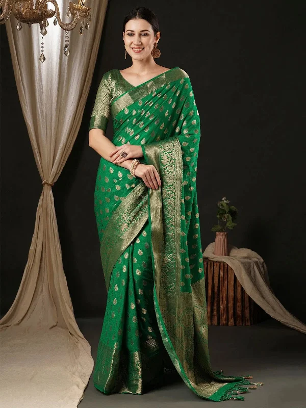 Saree Mall Women's Georgette Teal Green Woven Design Designer Saree With Blouse Piece-ARIES02E Delicate Bow Blouse
