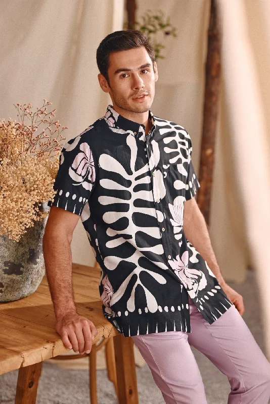 The Bayu Men Batik Shirt - Wild-- Thin T-Shirt Open Front Quick Dry