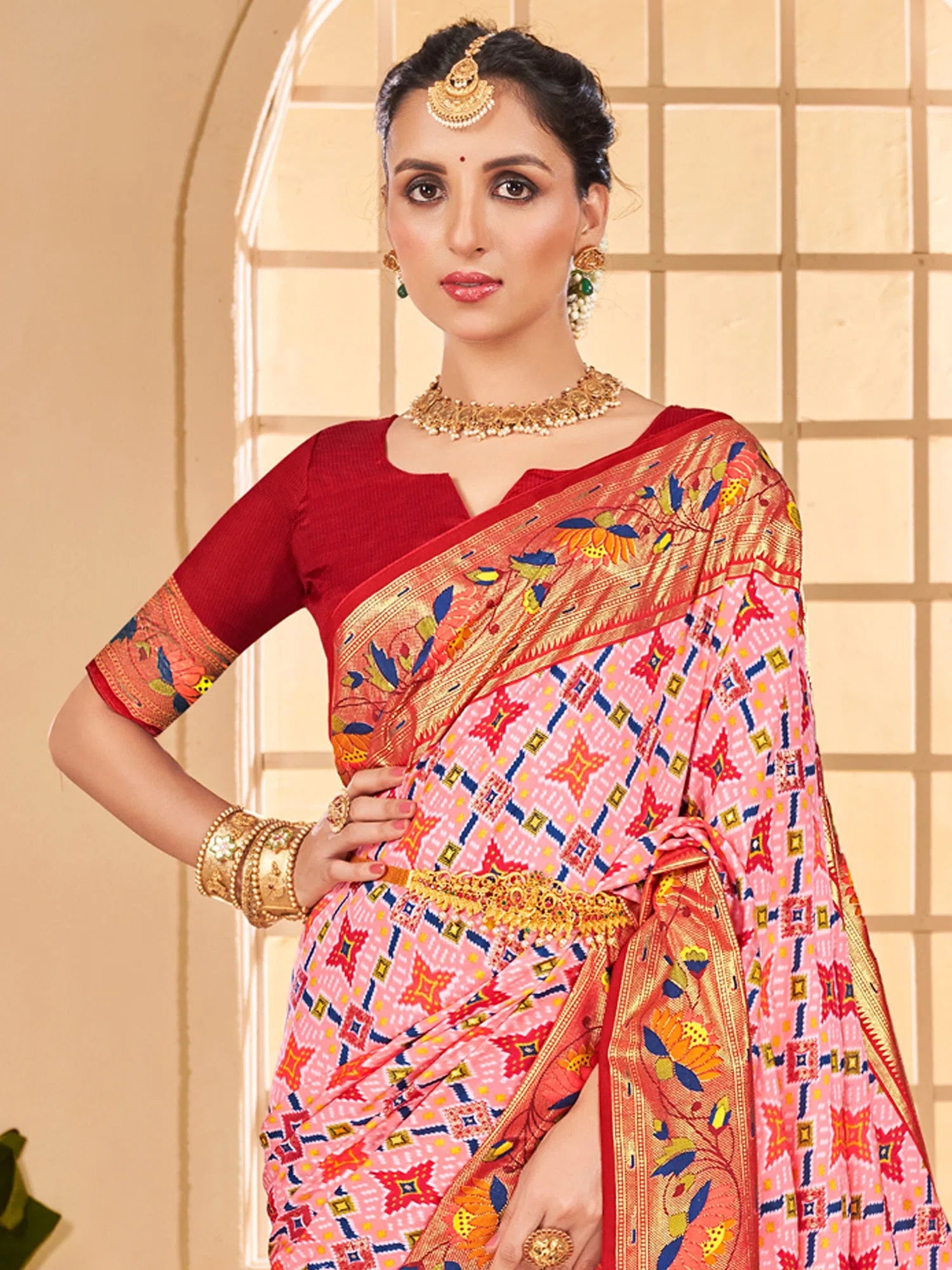 Saree Mall Women's Tussar  Pink Printed Designer Saree With Blouse Piece-KESAR1007 Elegant Peplum Blouse
