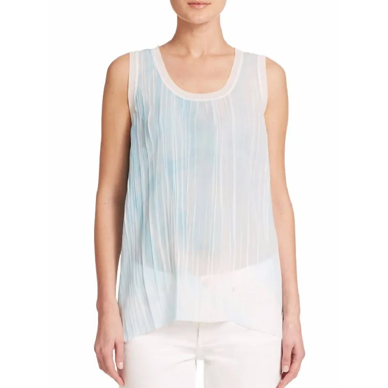 Ellison Semi Sheer Sleeveless Blouse In White Double Button Blouse