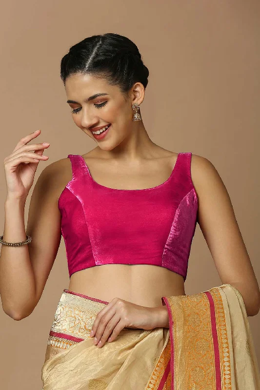Magenta Velvet Sleeveless Padded Blouse Flowy Bohemian Blouse