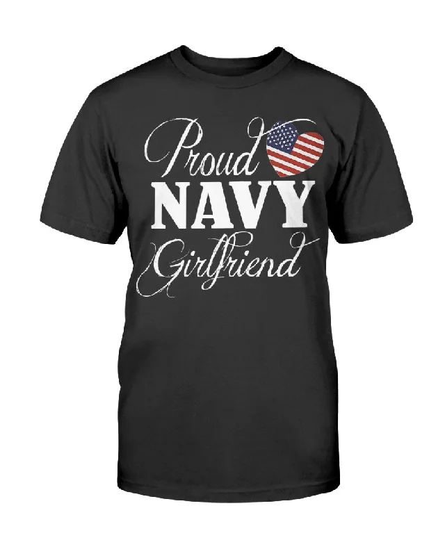 Proud Navy Girlfriend Military T-shirts-- Graphic T-Shirt Round Neck Polyester