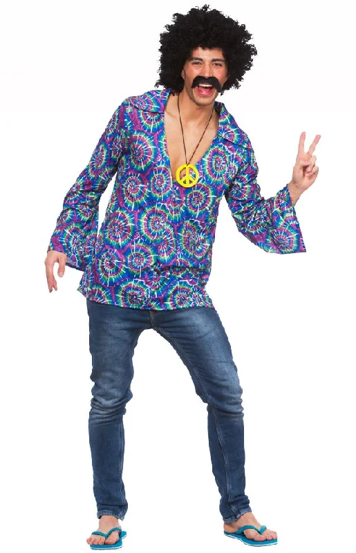 Men's Funky Hippie 60s 70s Groovy Peace Costume Shirt-- Wool Fabric Cashmere Fabric Tweed Fabric