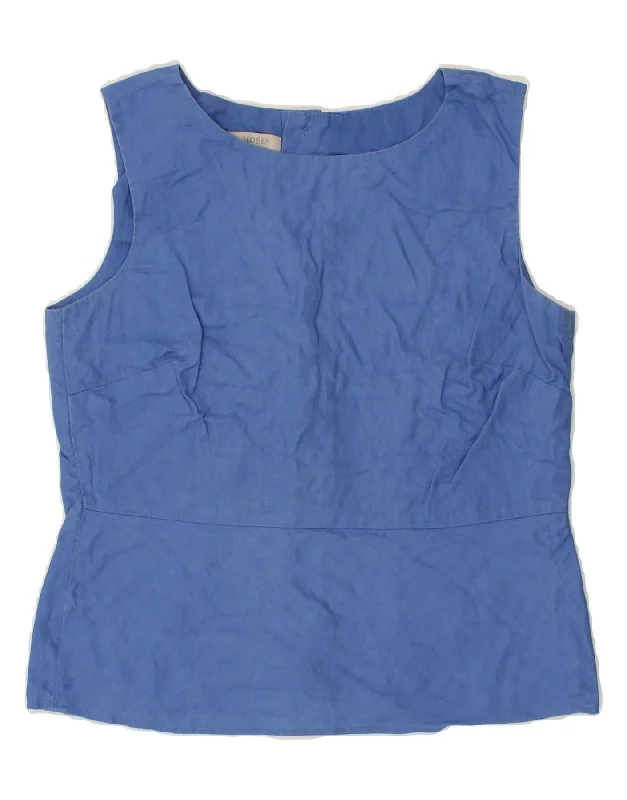 HOBBS Womens Sleeveless Shirt Blouse UK 10 Small Blue Cotton-- Cotton Fabric Linen Fabric Terry Fabric