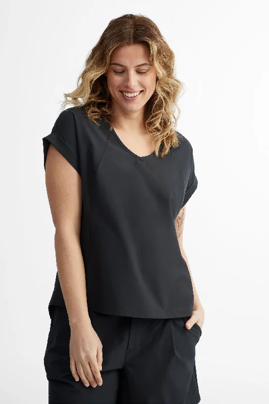 T-shirt col en V BM - Femme-- Rayon Velvet Corduroy
