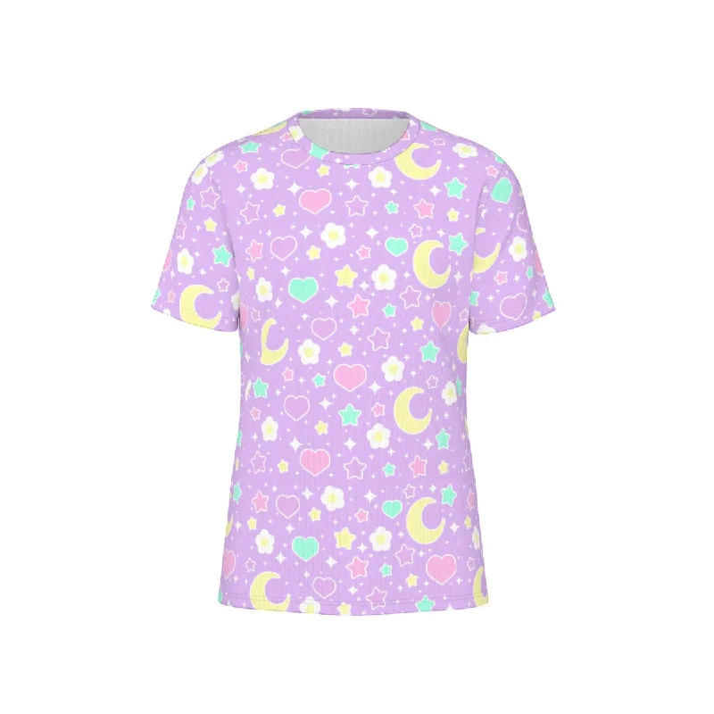 Magical Spring Unisex Cotton T-Shirt (Purple)-- Fleece Fabric Down Fabric Feather Fabric