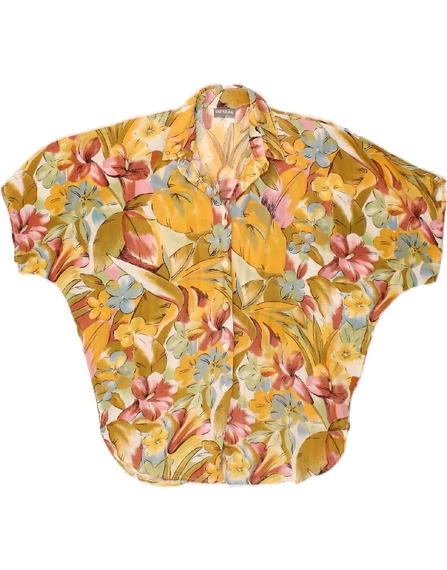 CAMAIEU Womens Short Sleeve Shirt Blouse UK 16 Large Multicoloured Floral-- Satin Fabric Silk Fabric Chiffon Fabric