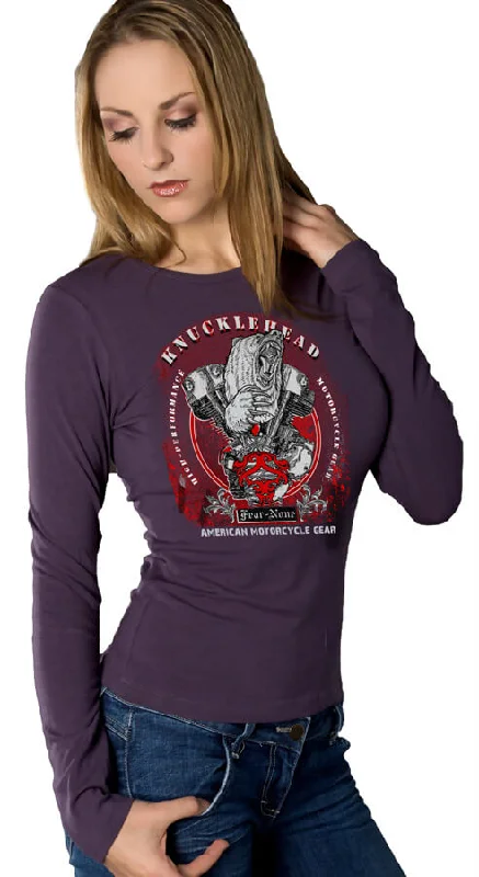 Womens Purple KNUCKLEHEAD Rider Shirt SE-- Hooded Caped Shawl Collar