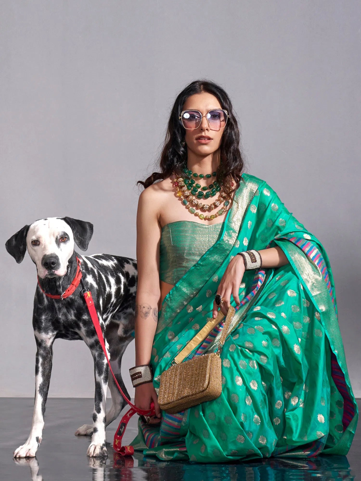 Saree Mall Women's  Blend Teal Green Woven Design Handloom Saree With Blouse Piece-KODAI364001 Classic Striped Blouse