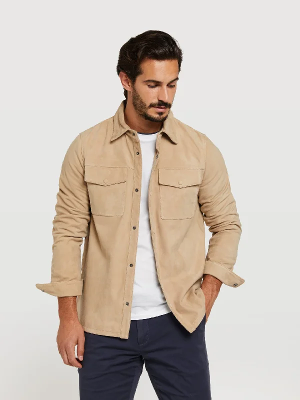 Leather overshirt-- Striped Floral Plaid