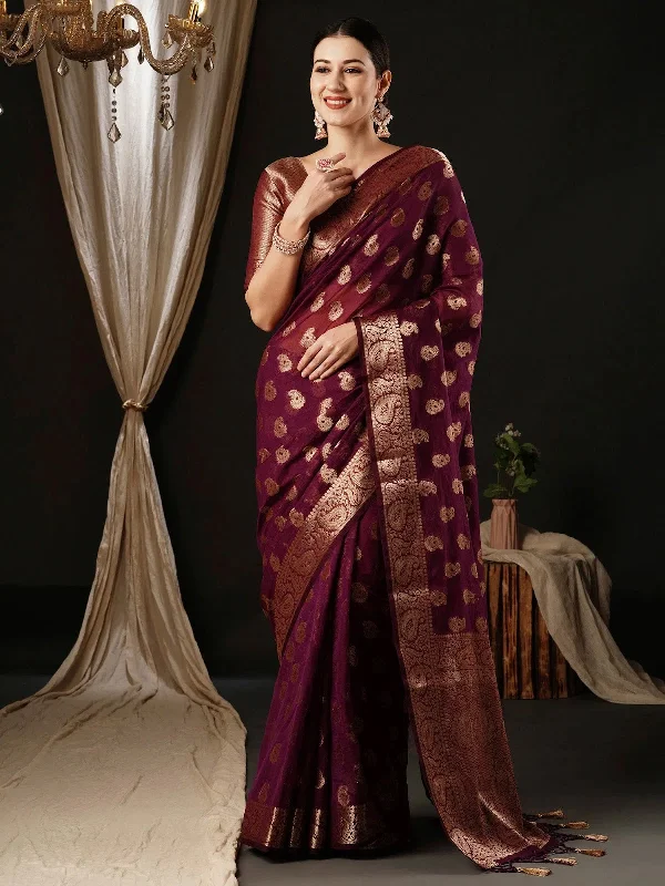 Saree Mall Women's Georgette Burgundy Woven Design Designer Saree With Blouse Piece-ARIES09A Slim Fit Blouse