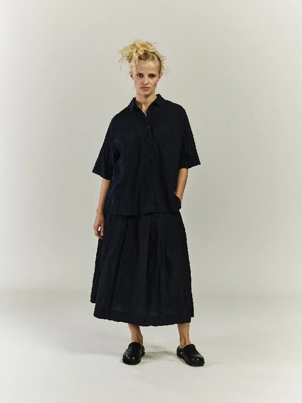 ATOLLESS SHIRT - LIN COT - NAVY-- Striped Floral Plaid