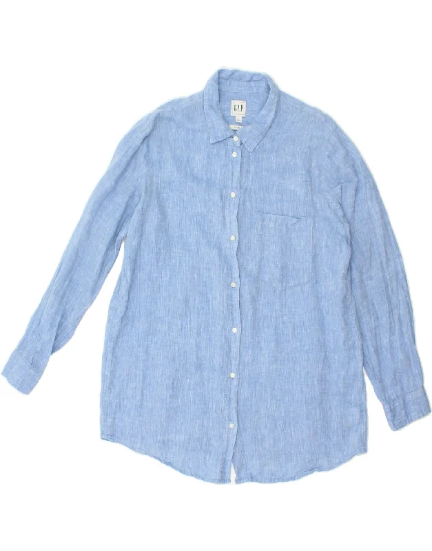 GAP Womens Shirt UK 16 Large Blue Linen-- Rayon Fabric Velvet Fabric Corduroy Fabric
