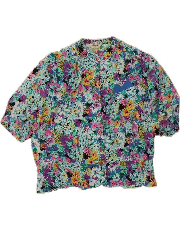 MARKWALD Womens Shirt Blouse IT 42 Medium Multicoloured Floral-- Print Jacquard Patchwork