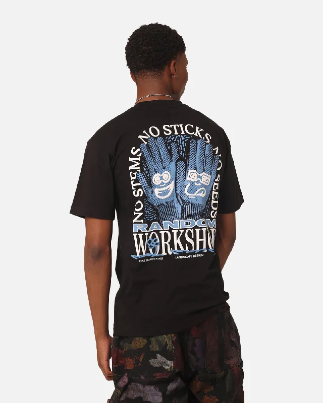 Market Flowerbed T-Shirt Black-- Boxy Fit Fitted Loose