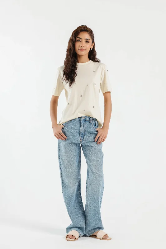 EMBELLISHED T-SHIRT (E1867/108/004) -- Basic T-Shirt Crew Neck Short Sleeve