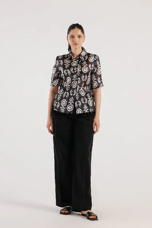 PRINTED SHIRT (E1644/108/902)-- V-Neck T-Shirt Long Sleeve Cotton