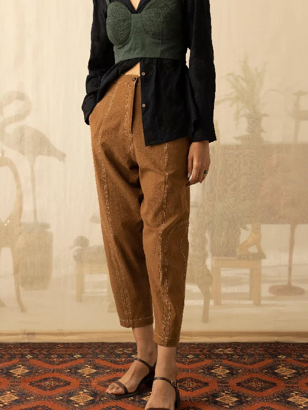 Florid Set (Coco Shirt + Emerald Bustier + Brown Top Stitch Pants)-- Real Fur Shearling Chenille