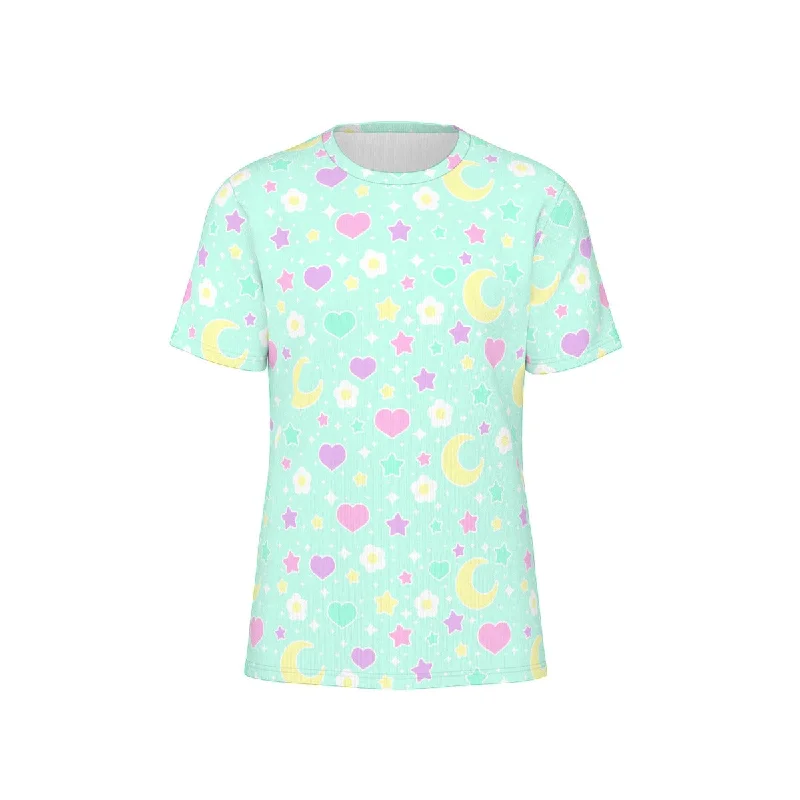 Magical Spring Unisex Cotton T-Shirt (Mint)-- Faux Fur Fabric Real Fur Fabric Shearling Fabric