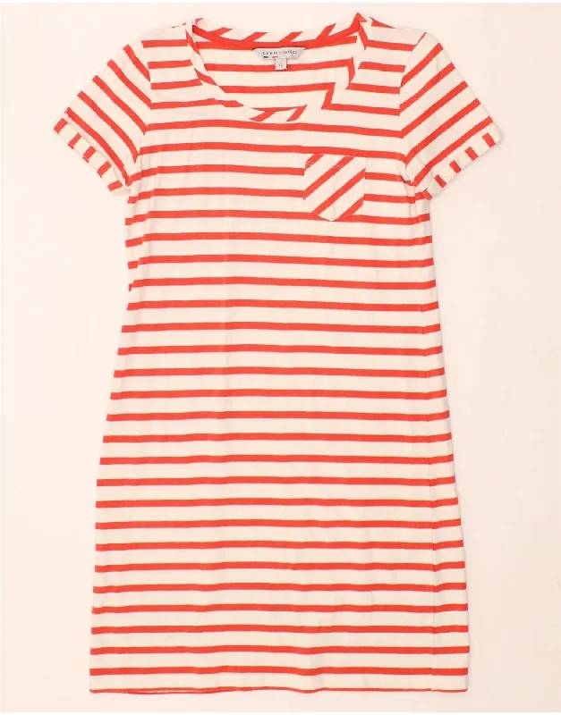 CREW CLOTHING Womens T-Shirt Dress UK 12 Medium  Red Striped Cotton-- Casual Formal Business