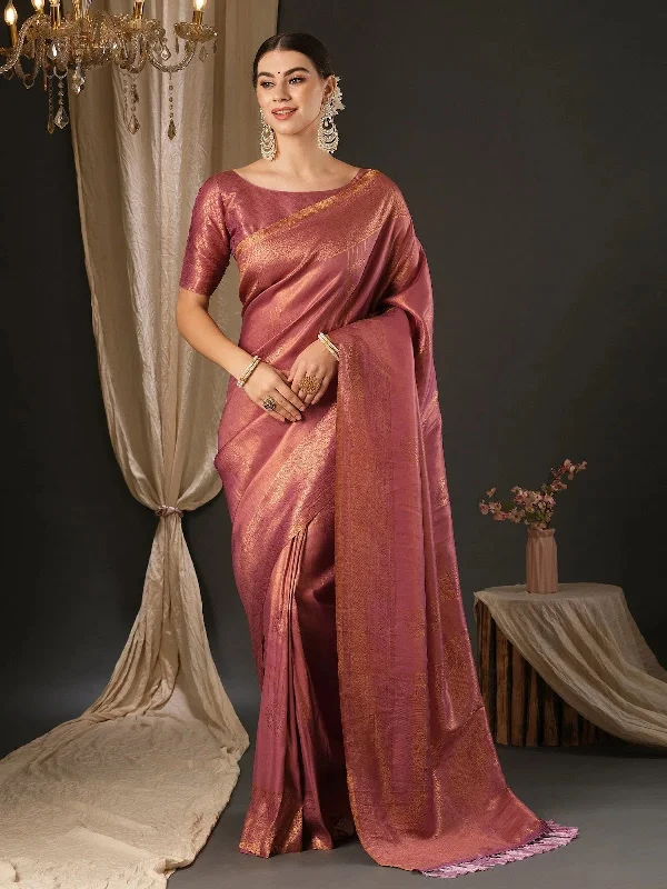 Saree Mall Women's  Blend Mauve Embellished Designer Saree With Blouse Piece-YARYA503 Smart Business Blouse