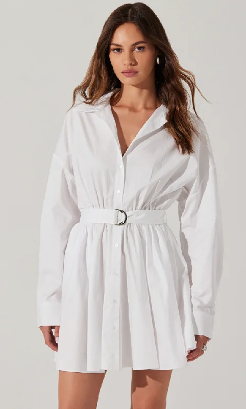 Winica Button Down White Mini Dress By Astr the Label Comfortable Zip-Up Mini Dress