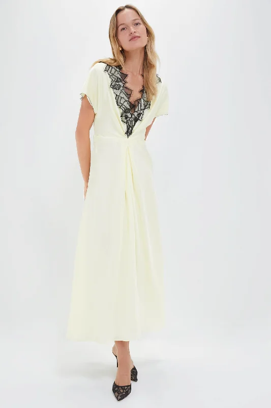 Lemon Zest Fringe Lace Dress Pencil Office Professional