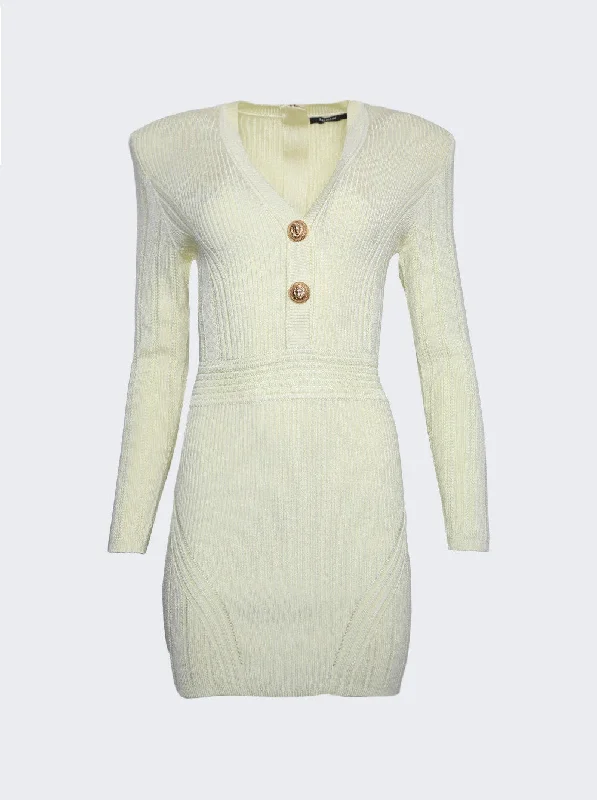 Balmain Short Knit Dress YELLOW Tunics Recommended stylist
