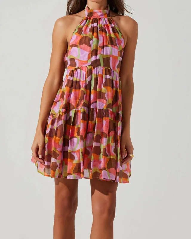 Joetta Mini Dress In Red/Brown Multi | Red/Brown Multi Cozy A-Line Mini Dress
