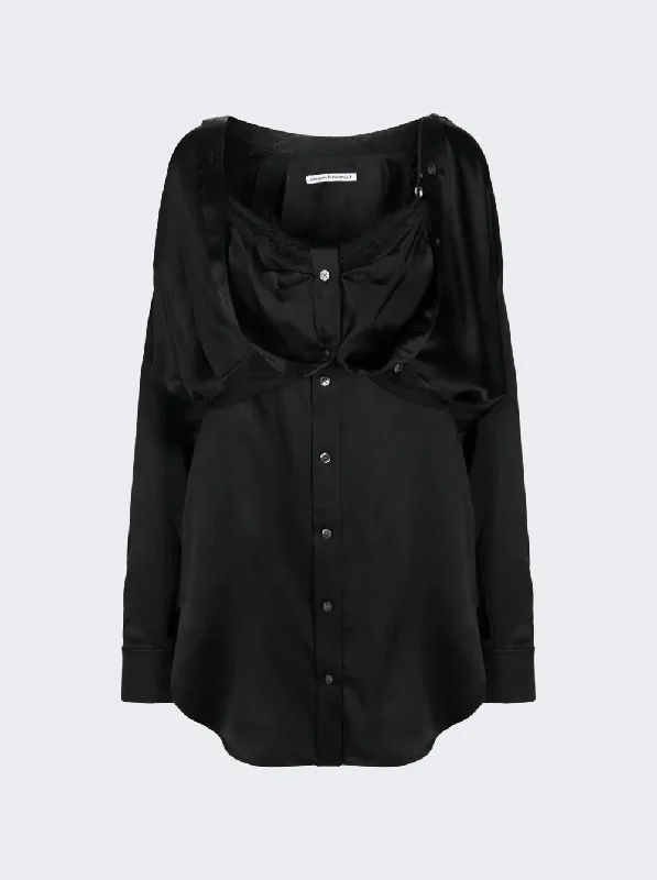 Alexander Wang Button Down Dress With Integrated Dress BLACK Tunics Luxurious premium