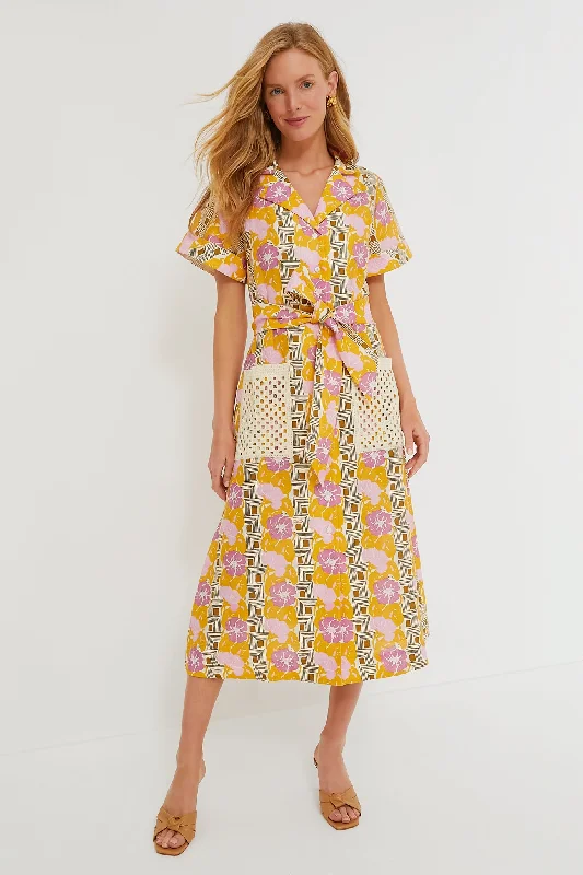 Retro Floral Meriweather Dress Tunics Summer linen