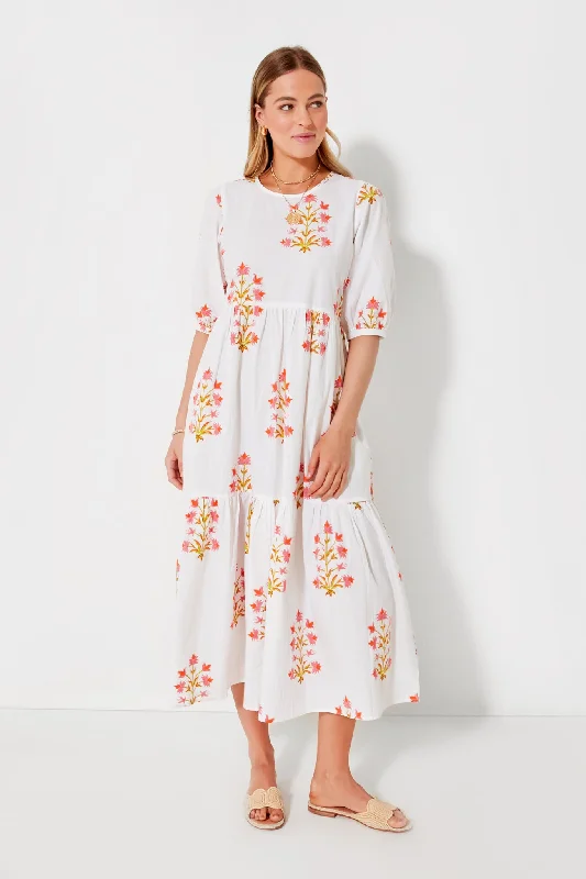 Exclusive Soft Rose and Tangerine Lily Print Gaia Dress Tunics Bestseller popular