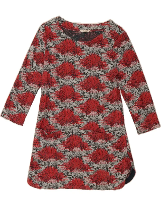 WHITE STUFF Womens 3/4 Sleeve Tunic Dress UK 10 Small  Red Floral Cotton Tunics Practical easy-care