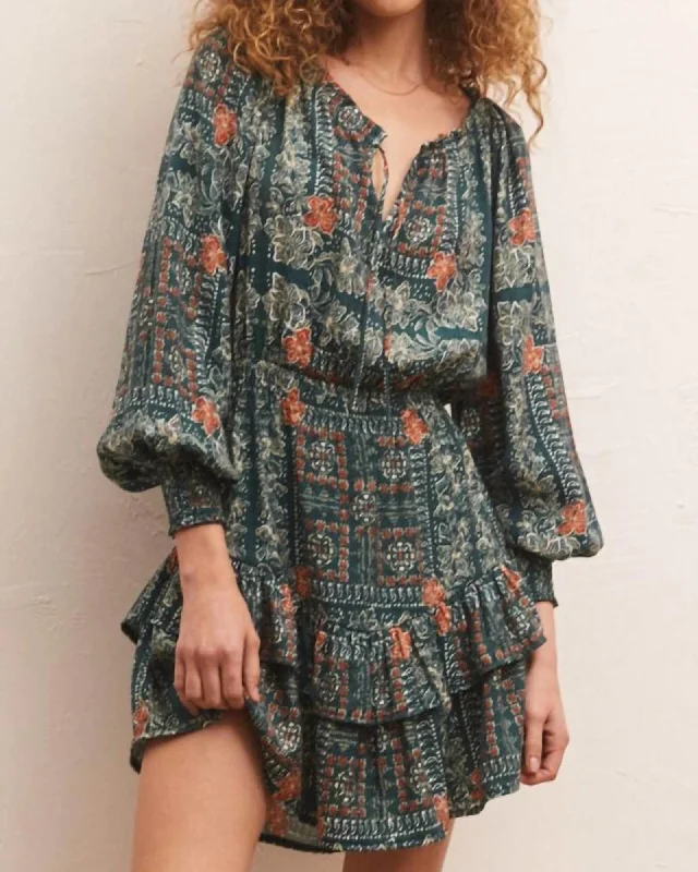 Jo Printed Mini Dress In Calypso Green | Calypso Green Casual Button-Up Mini Dress