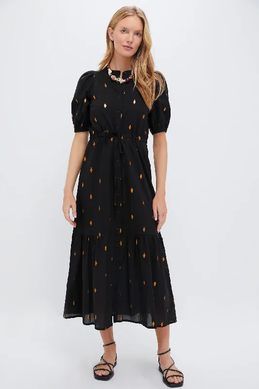Gold Leaf Lurex Black Lucy Dress Tunics Practical durable