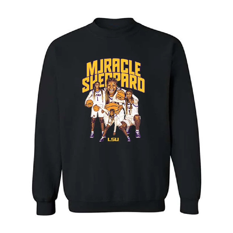 LSU - NCAA Women's Basketball : Mjracle Sheppard - Player Collage Crewneck Sweatshirt Hoodie with Drawcord Adjustable Secure